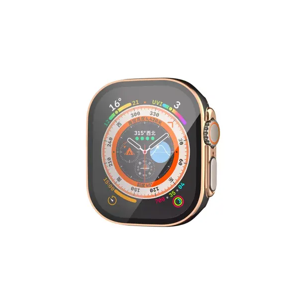 Watch Ultra 49mm Legend Camlı Kasa Ekran Koruyucu - Siyah-gold