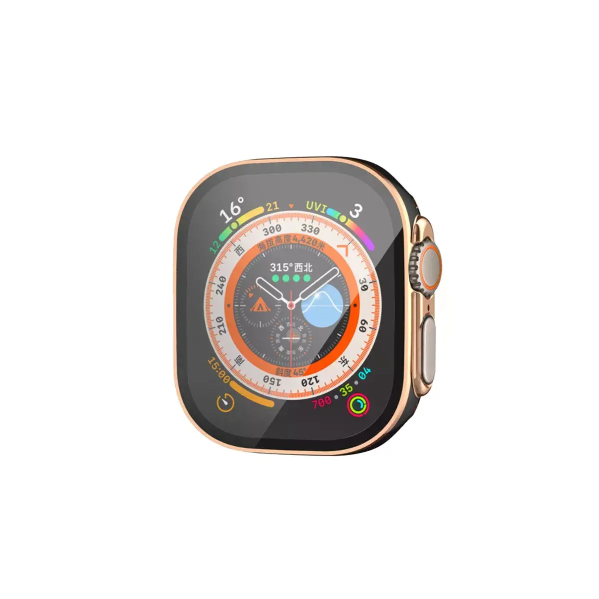 Watch Ultra 49mm Legend Camlı Kasa Ekran Koruyucu - Siyah-gold
