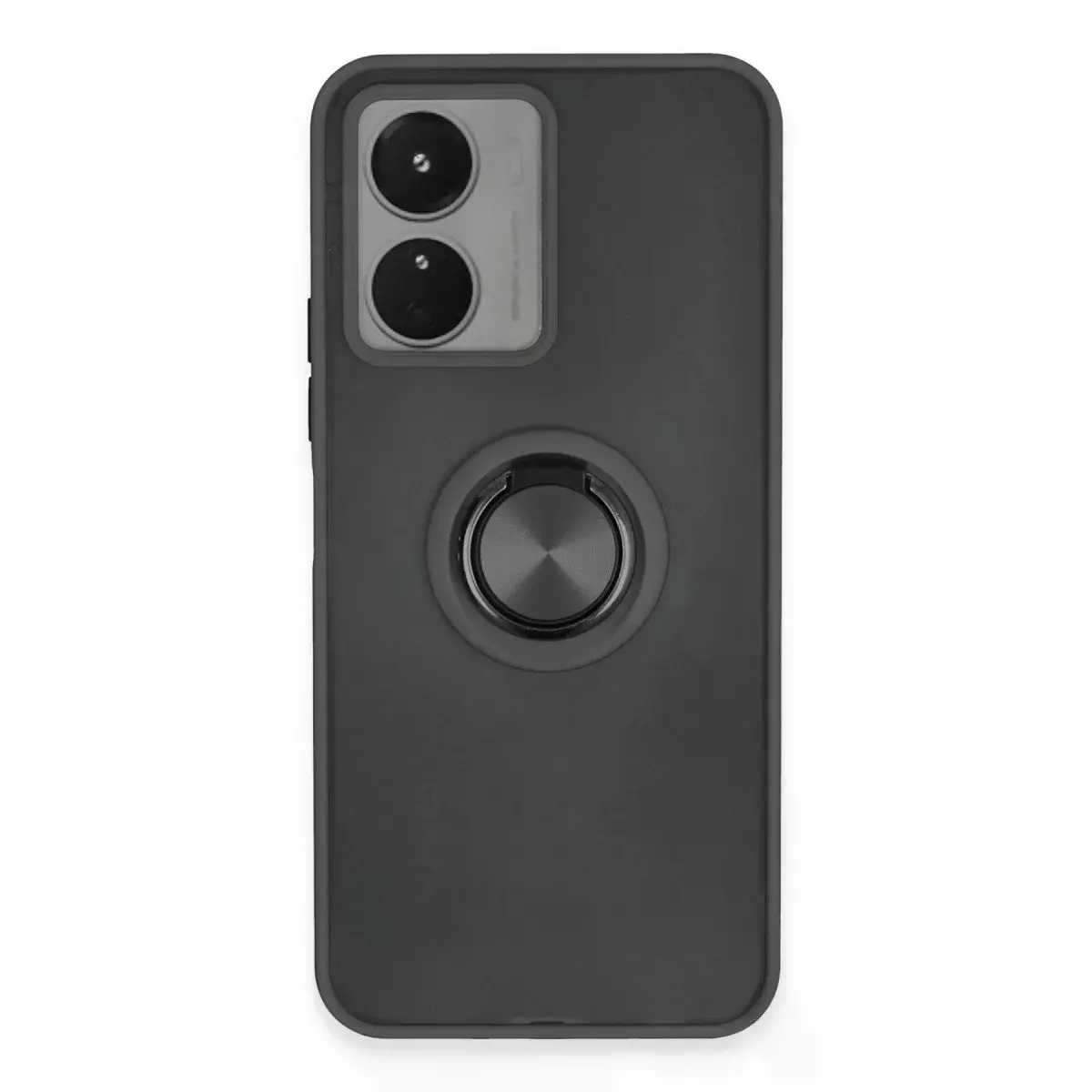 Vivo Y16 Kılıf Montreal Yüzüklü Silikon Kapak - Siyah