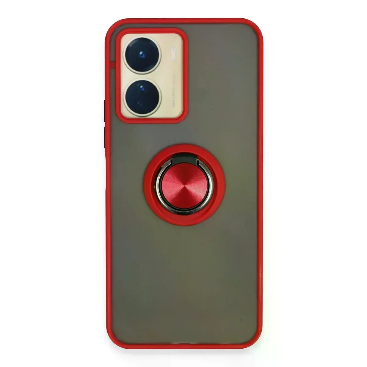 Vivo Y16 Kılıf Montreal Yüzüklü Silikon Kapak - Kırmızı