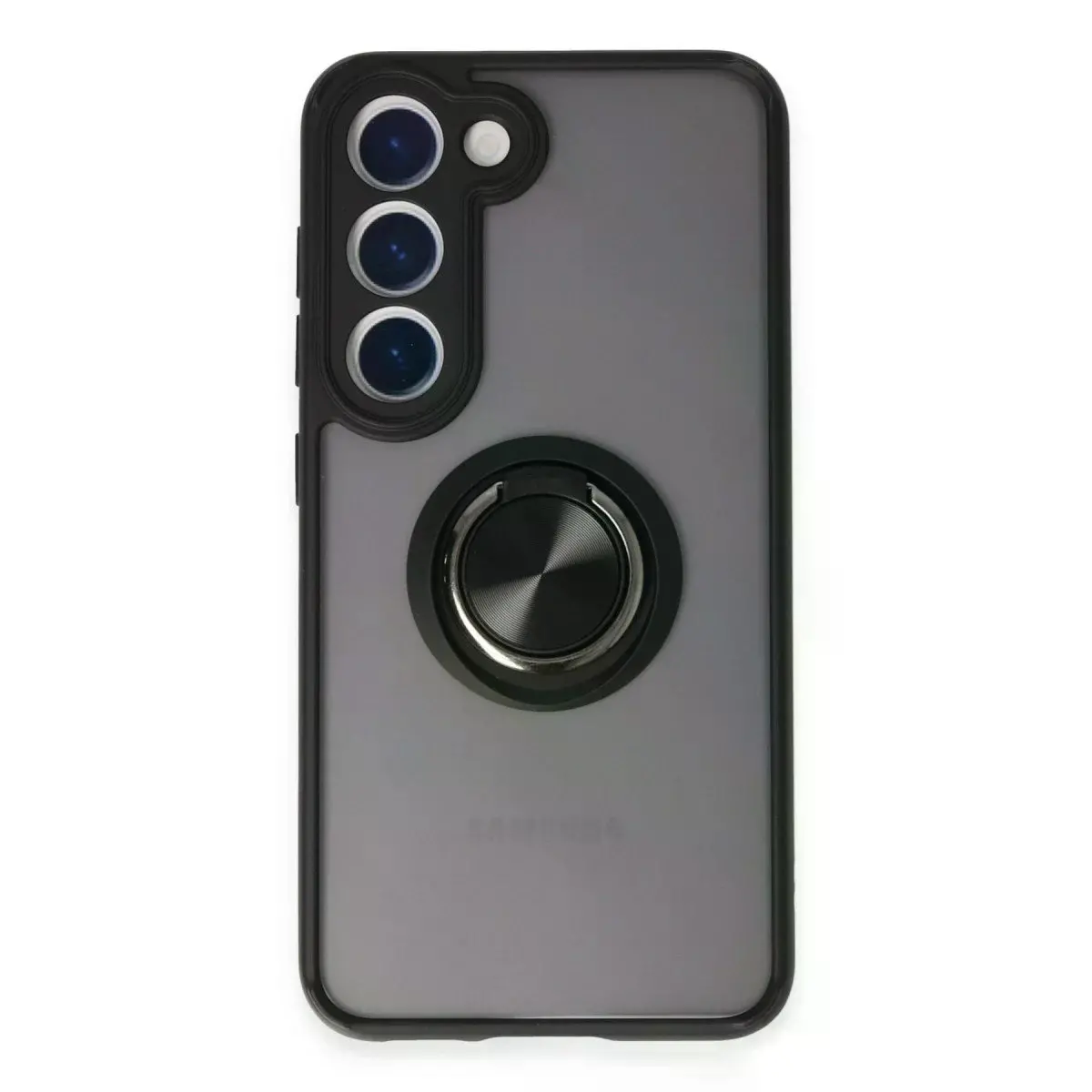 Samsung Galaxy S23 Kılıf Montreal Yüzüklü Silikon Kapak - Siyah