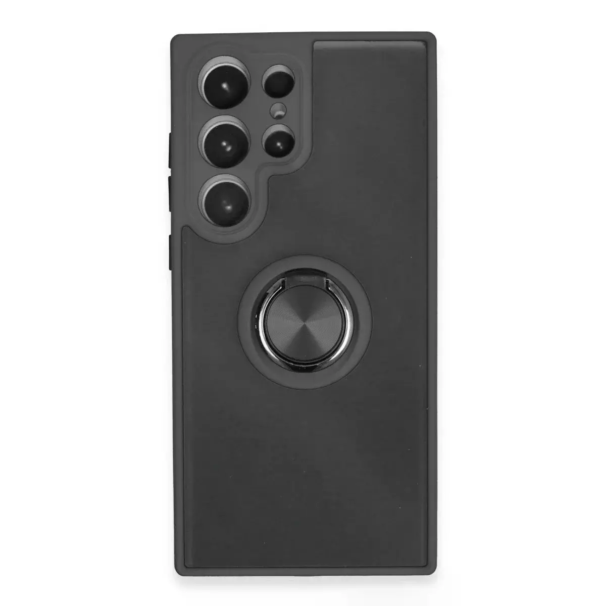 Samsung Galaxy S23 Ultra Kılıf Montreal Yüzüklü Silikon Kapak - Siyah
