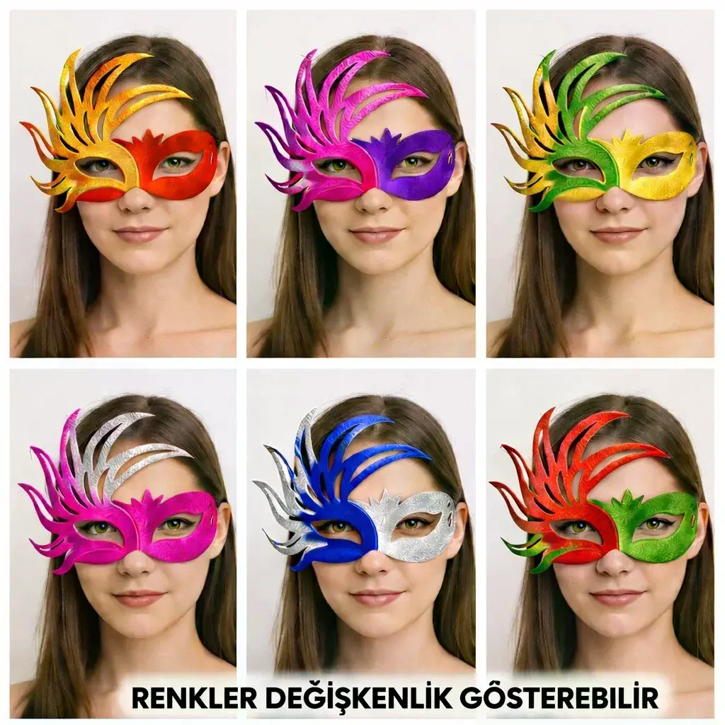 6’lı Çift Renkli Venedik Karton Parti Maskesi Seti