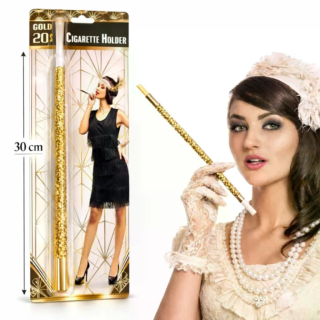 30 Cm Altın Gold Payetli  Tutacağı – 1920’ler Gatsby Parti Aksesuarı