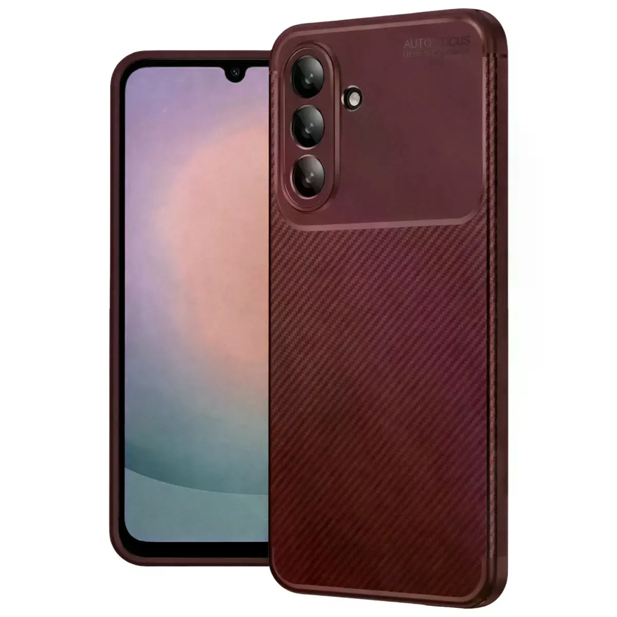 Samsung Galaxy A36 Kılıf Auto Focus Karbon Kapak - Bordo