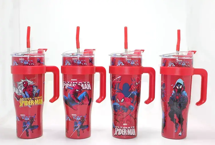 Sevimli Spiderman Pipetli Termos &amp; Suluk Alk4713