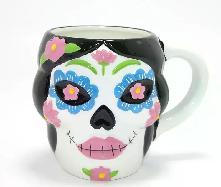 Day Of The Dead Şeker Kurukafa Tasarımlı 3d Seramik Kupa Bardak Alk4893