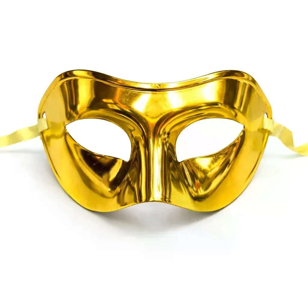 Metalize Parlak Parti Maskesi Altın Gold Renk 16x7 Cm