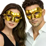 Metalize Parlak Parti Maskesi Altın Gold Renk 16x7 cm-2