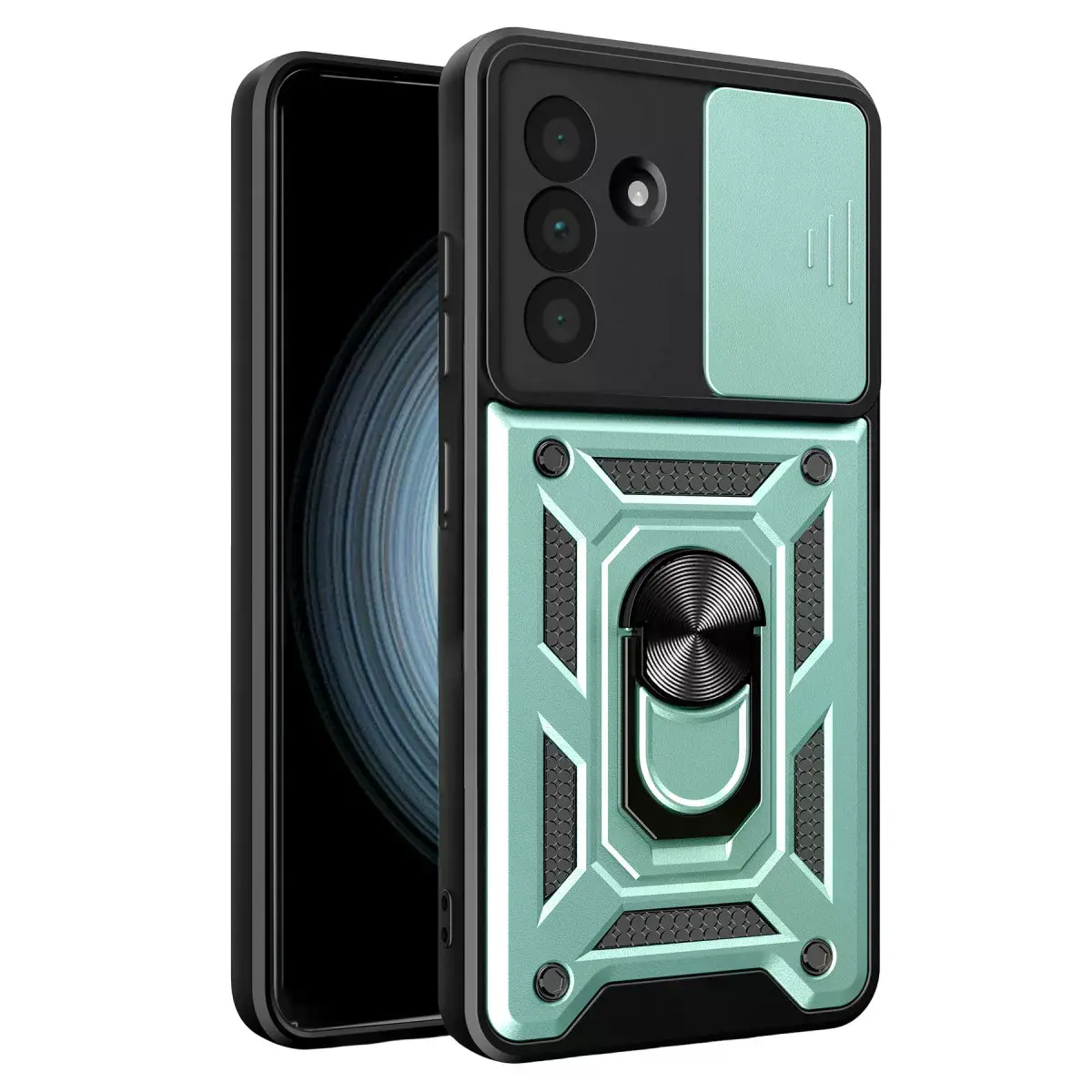 Samsung Galaxy A57 5g Pars Lens Yüzüklü Silikon - Yeşil