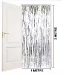 Gümüş Renk Ekstra Metalize Parlak Saçaklı Arka Fon Perde İthal A Kalite 1x2 Metre-4