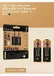 Type-C Şarjlı 800MWH 1.5V Şarj Edilebilir 2’li AAA İnce Pil - Lityum Iyon Batarya-5