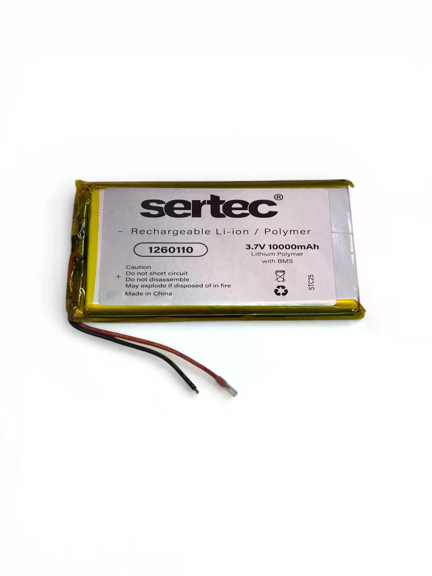 1260110 3.7v 10.000mah Li-polymer Pil (devreli/1.5a)