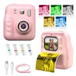 Dijital Fotoğraf Çıkaran Video Kaydedici Taşınabilir Anında Baskı Çıkaran Çocuk Kamerası  Pembe-4