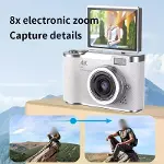 4K Dijital Retro Video Kamera 48MP 18X Zoom Flaşlı (32GB) Kart Dijital Vlog Fotoğraf  Makinesi TÜRKÇE siyah-2