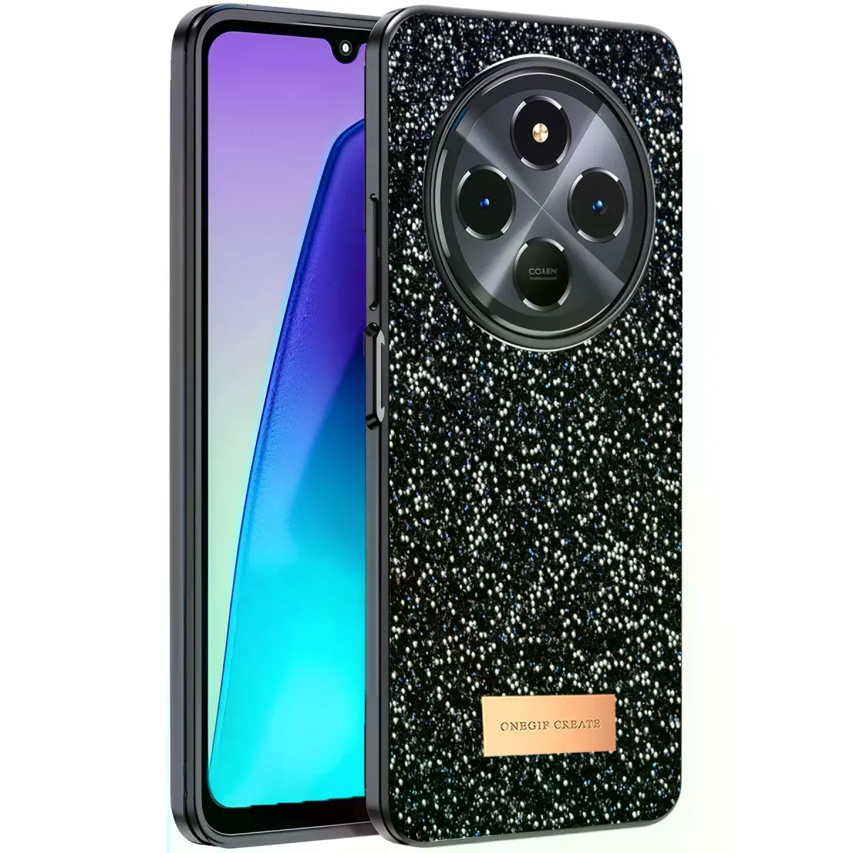 Onegif Xiaomi Redmi 14c Bright Simli Kapak - Siyah