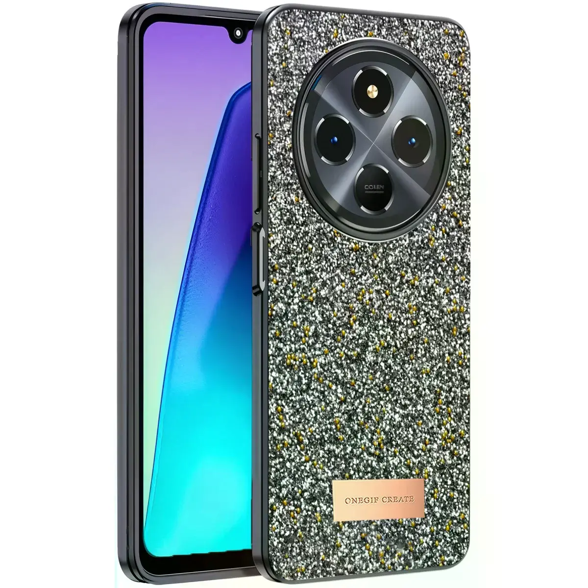 Onegif Xiaomi Redmi 14c Bright Simli Kapak - Gümüş