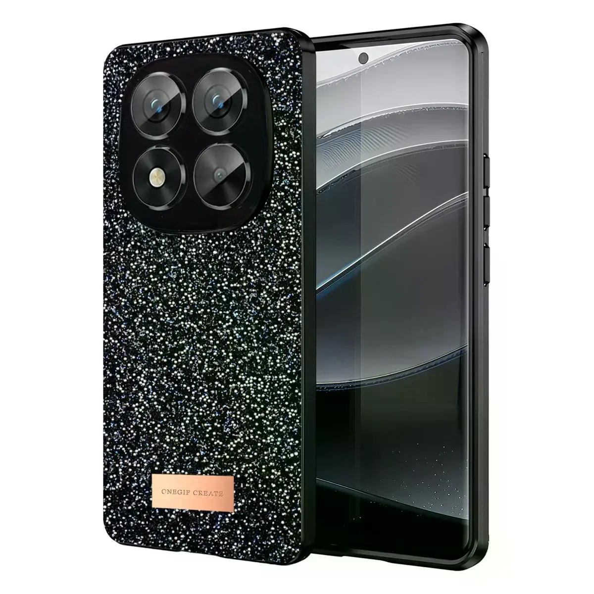 Onegif Xiaomi Redmi Note 14 Pro 5g Bright Simli Kapak - Siyah