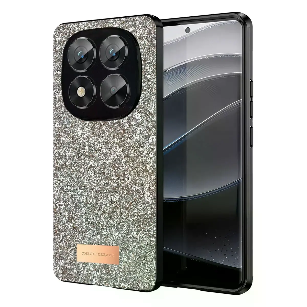 Onegif Xiaomi Redmi Note 14 Pro 5g Bright Simli Kapak - Gold