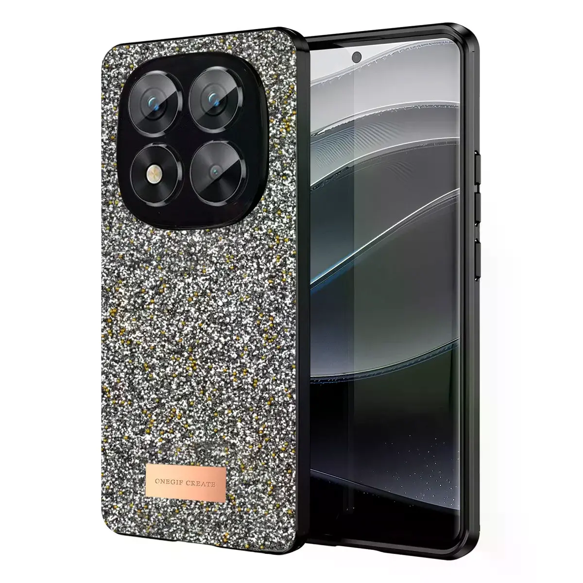 Onegif Xiaomi Redmi Note 14 Pro 5g Bright Simli Kapak - Gümüş