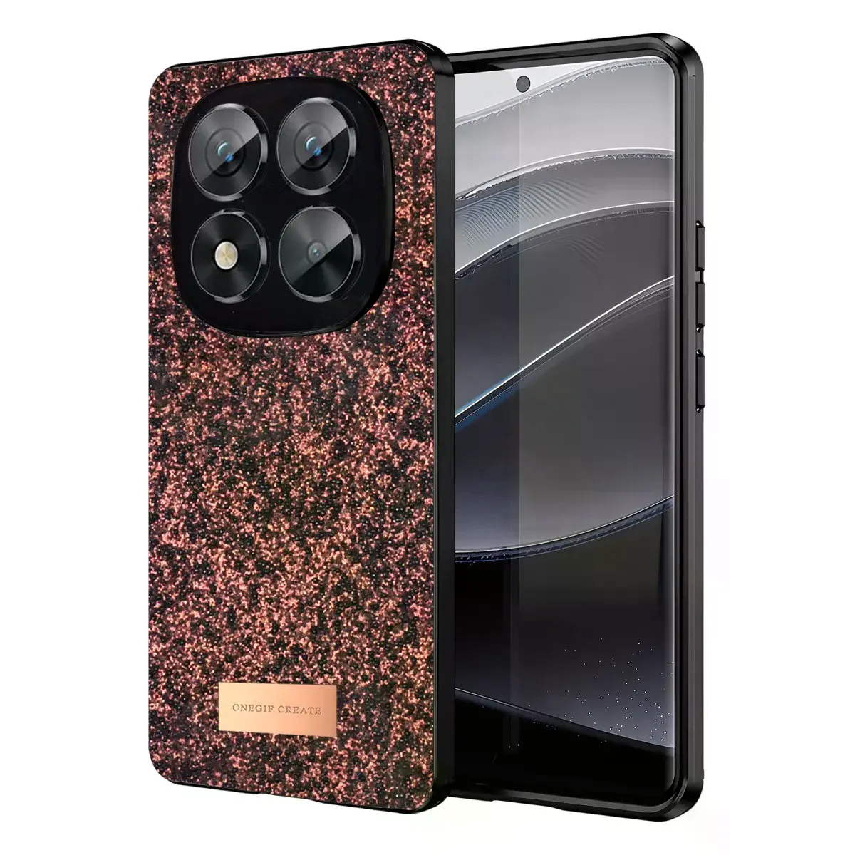 Onegif Xiaomi Redmi Note 14 Pro 5g Bright Simli Kapak - Derin Mor