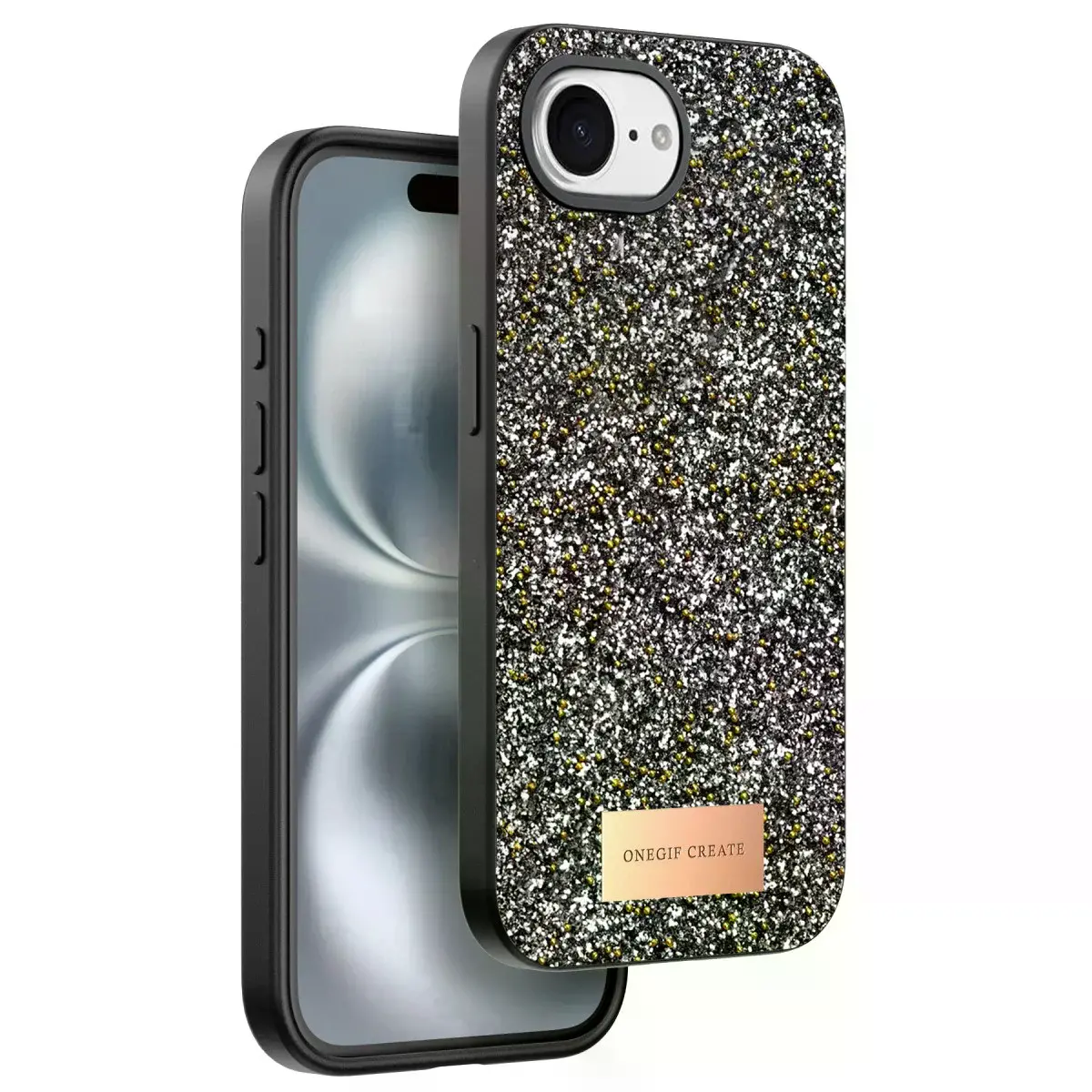 Onegif  İphone 16e Bright Simli Kapak - Gümüş