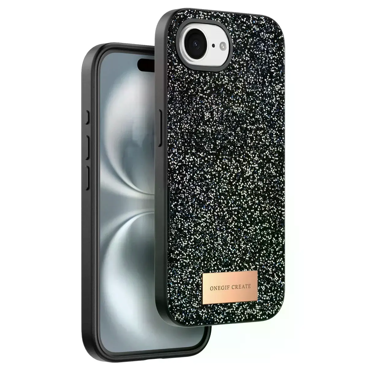 Onegif  İphone 16e Bright Simli Kapak - Siyah