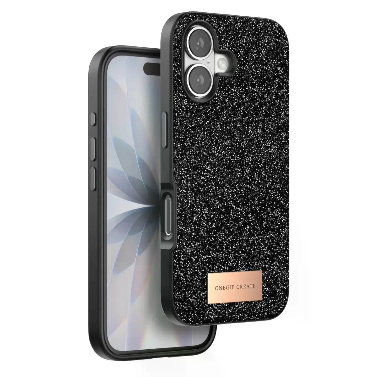 Onegif  İphone 17 Bright Simli Kapak - Siyah