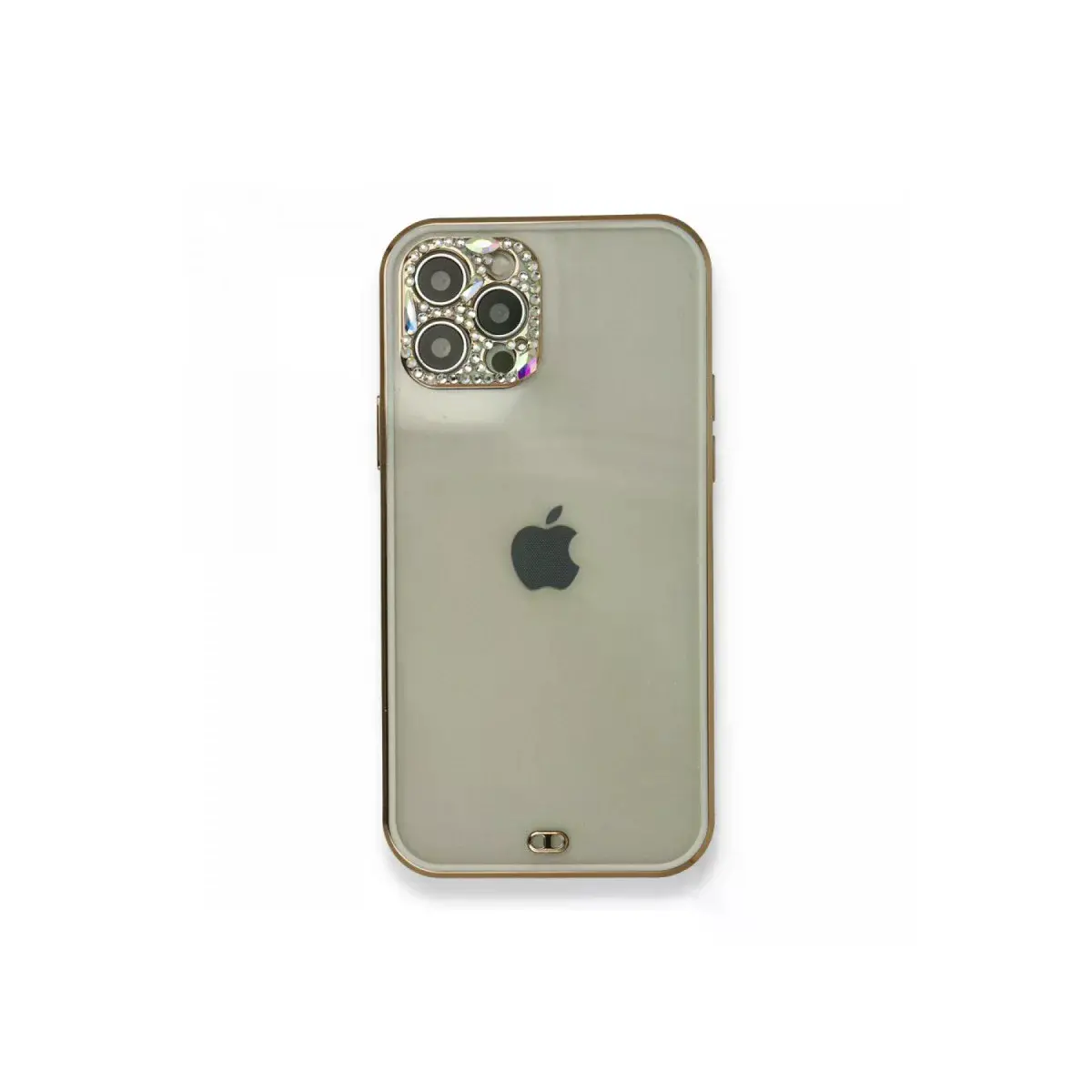 İphone 12 Pro Kılıf Liva Taşlı Silikon - Beyaz