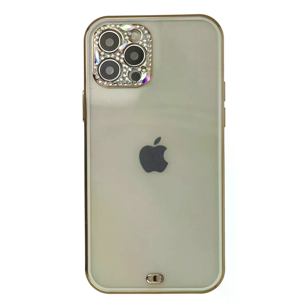 İphone 12 Pro Max Kılıf Liva Taşlı Silikon - Beyaz