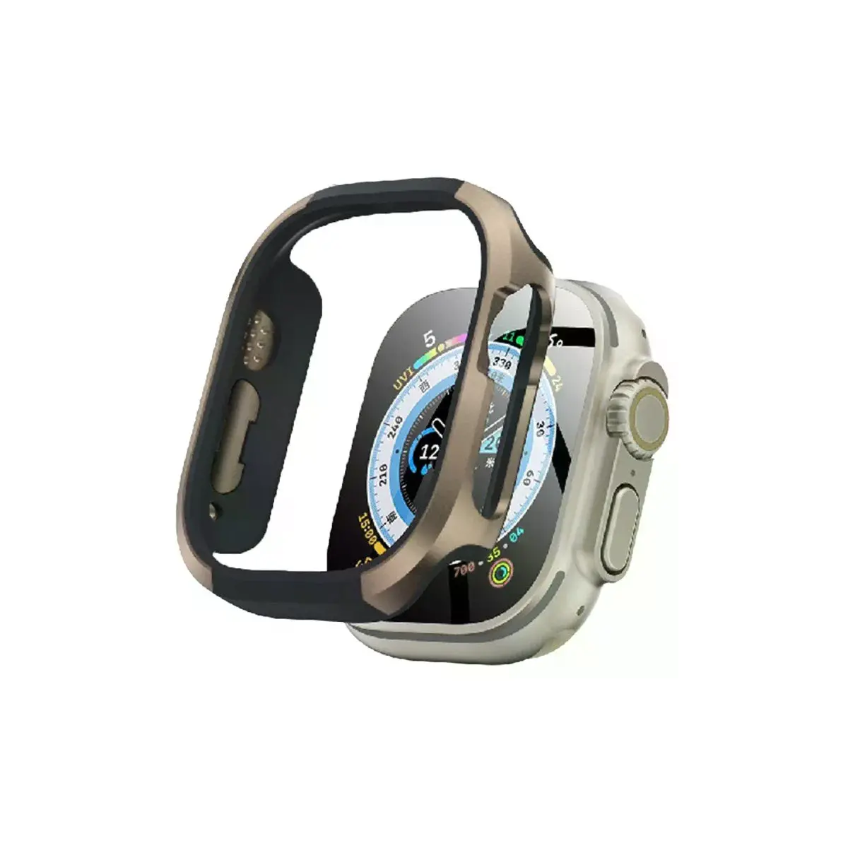 Watch Ultra 49mm Mo-wt3 Alüminyum Camlı Kasa Ekran Koruyucu - Gold