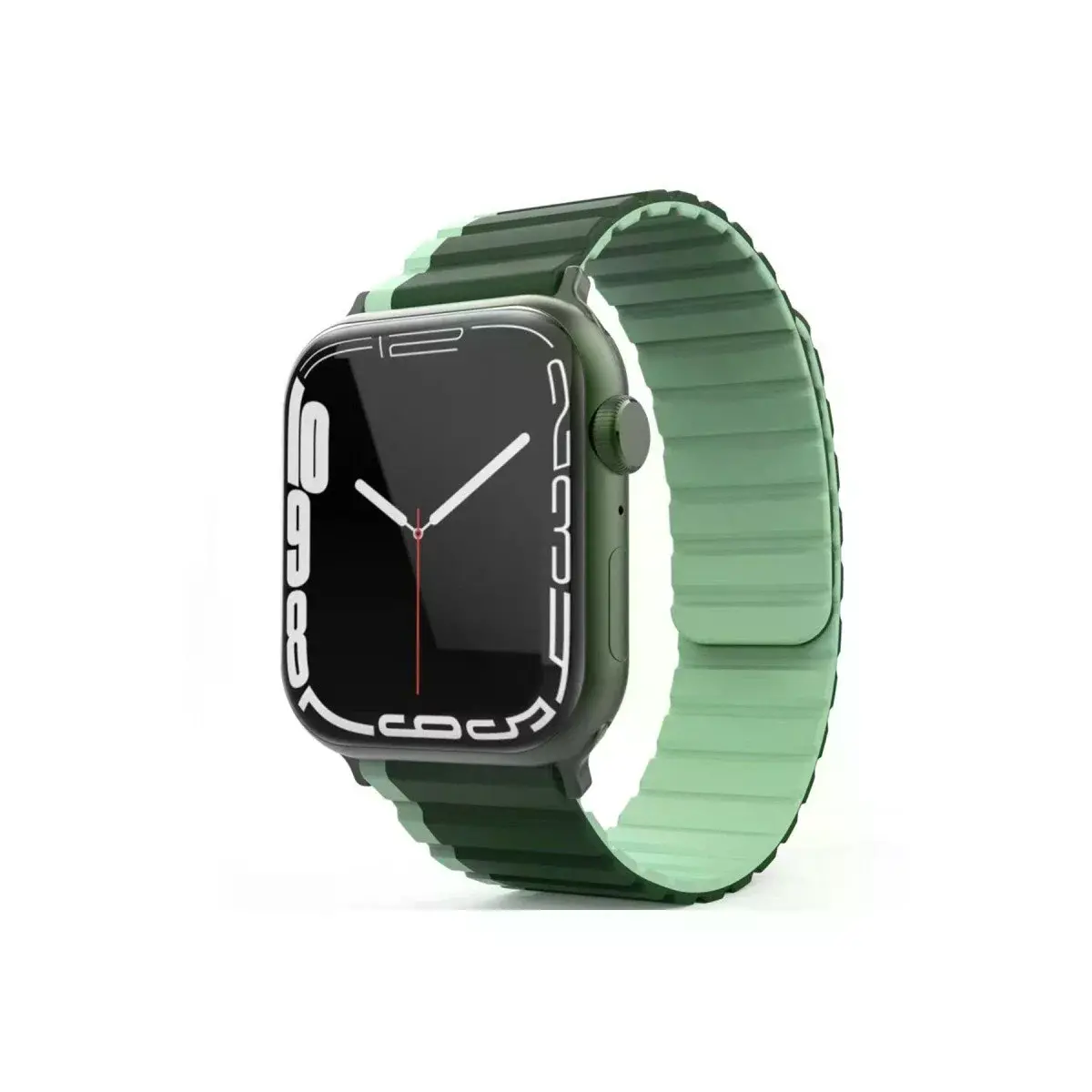 Watch 42mm Mo-wb1 Çift Renk Mıknatıslı Silikon Kordon - Koyu Yeşil-açık Yeşil