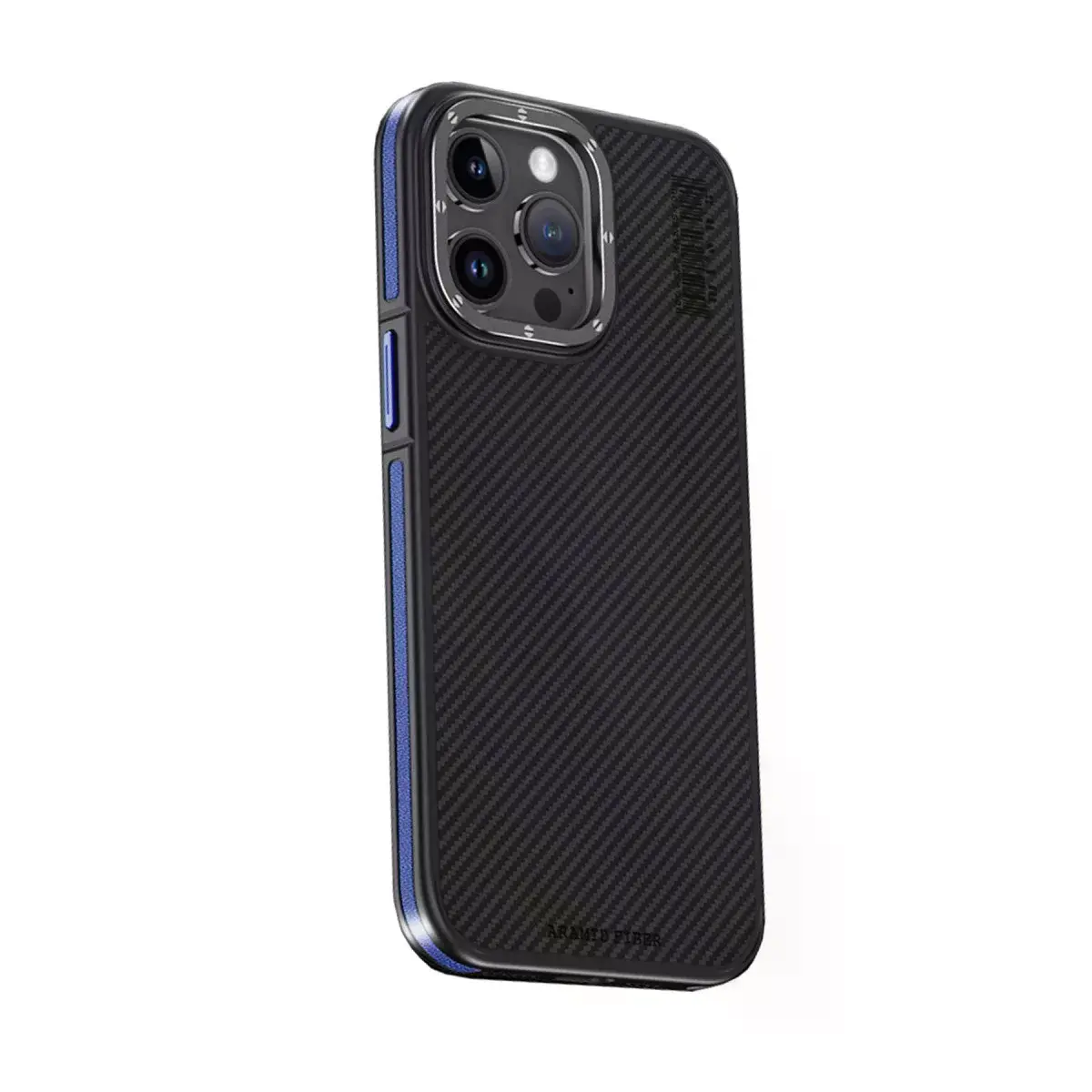 Joko  İphone 15 Pro Max Kılıf Aramid 600d Kevlar Karbon Fiber Magsafe Kapak - Lacivert