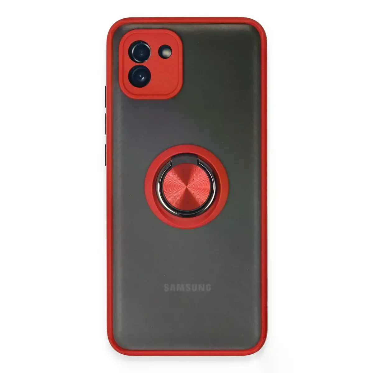 Samsung Galaxy A03 Kılıf Montreal Yüzüklü Silikon Kapak - Kırmızı