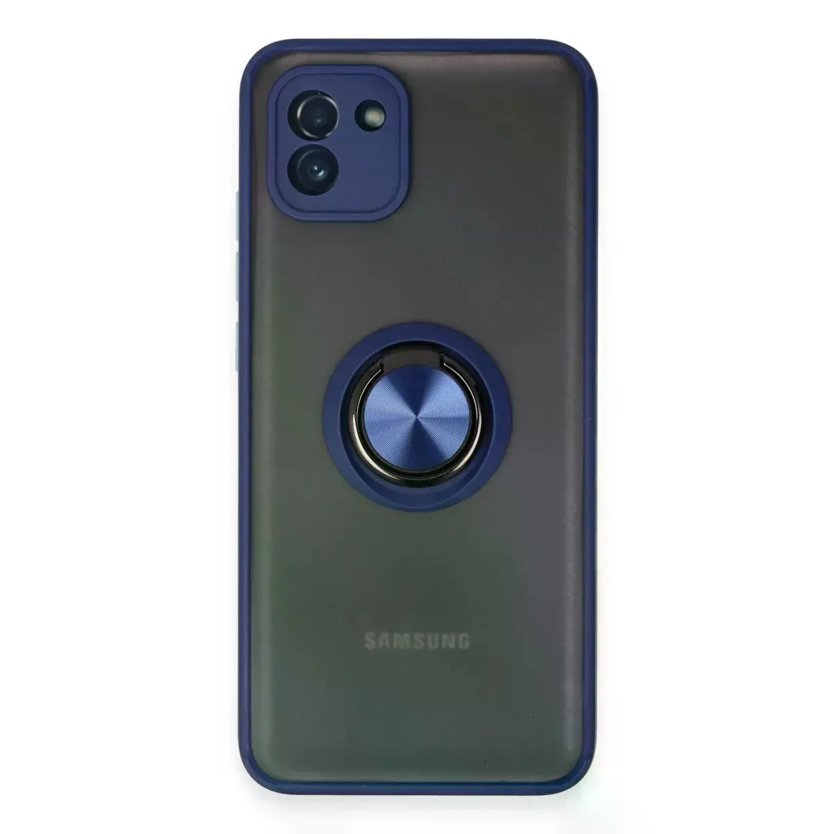 Samsung Galaxy A03 Kılıf Montreal Yüzüklü Silikon Kapak - Lacivert