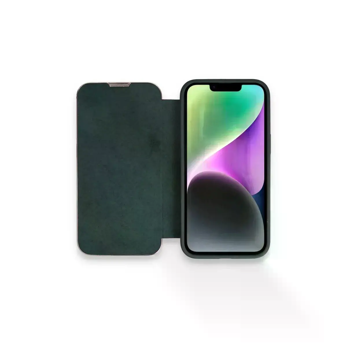 İphone 13 Pro Max Kılıf Dolpin Kapaklı - Koyu Yeşil