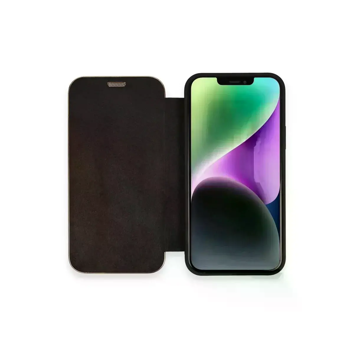 İphone 12 Kılıf Dolpin Kapaklı - Siyah