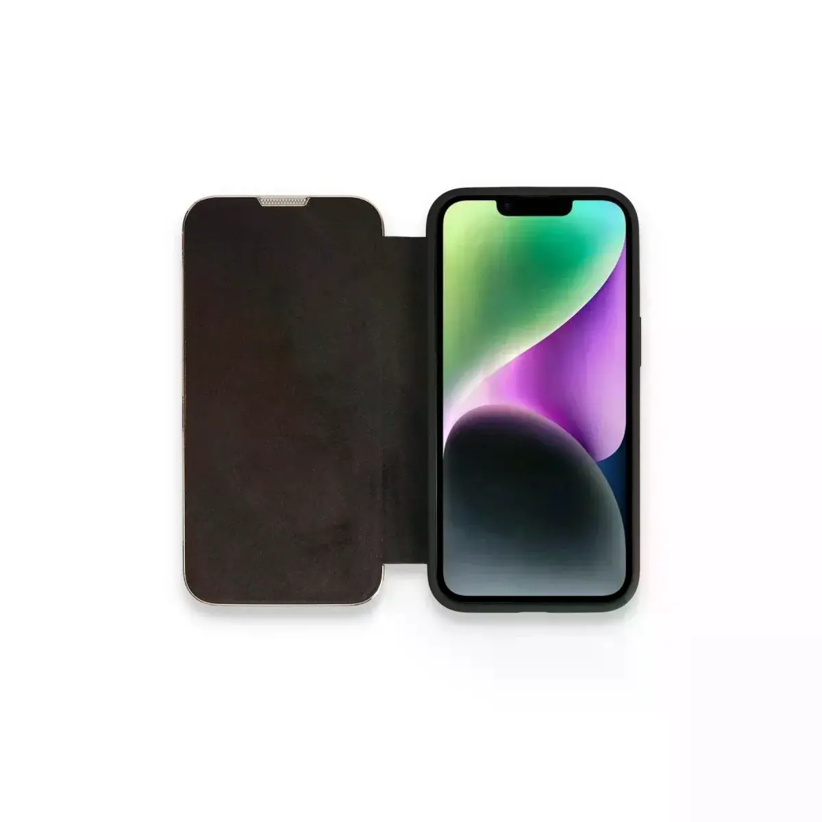 İphone 14 Pro Max Kılıf Dolpin Kapaklı - Siyah