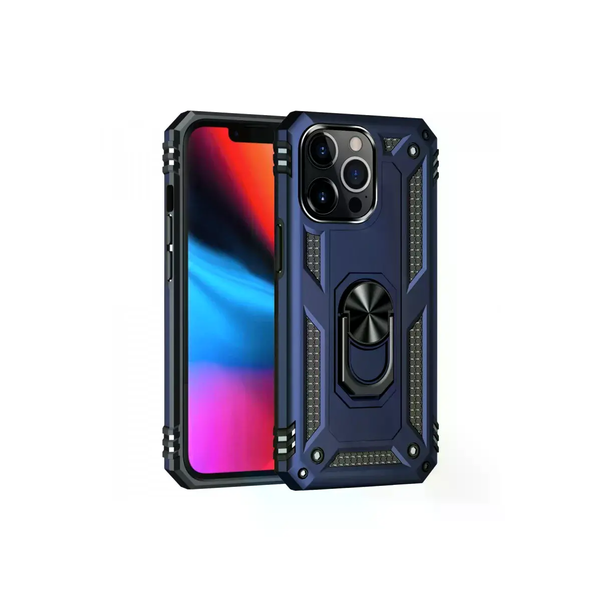 İphone 13 Pro Max Kılıf Sofya Yüzüklü Silikon Kapak - Lacivert