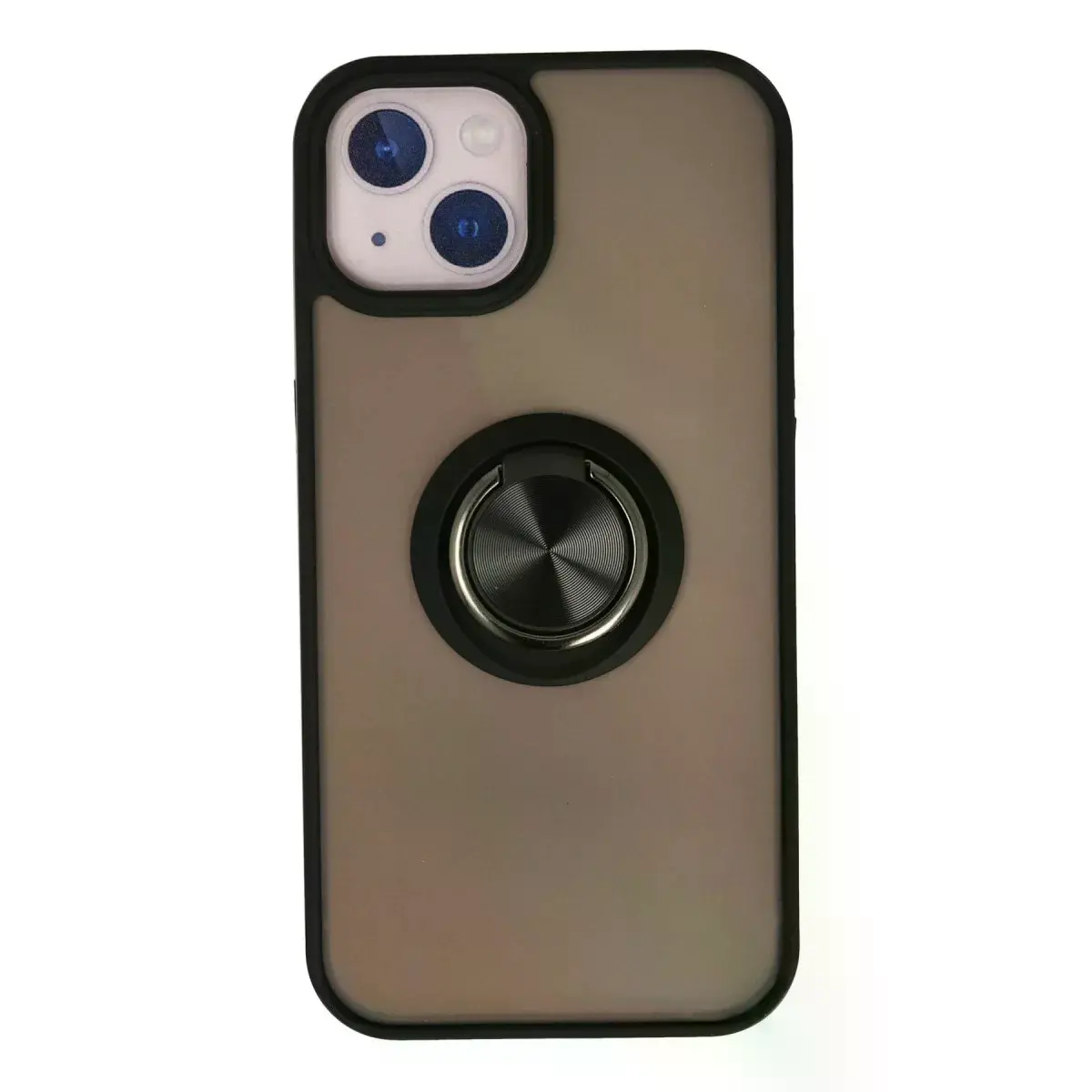 İphone 13 Kılıf Montreal Yüzüklü Silikon Kapak - Siyah