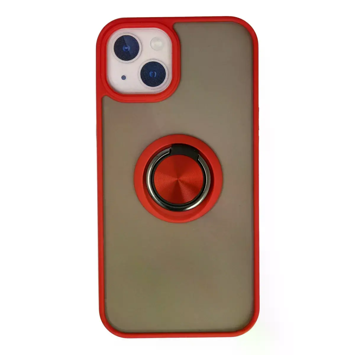 İphone 13 Kılıf Montreal Yüzüklü Silikon Kapak - Kırmızı