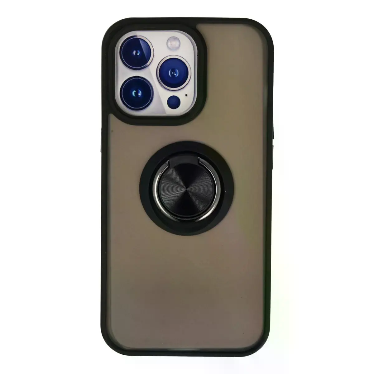 İphone 13 Pro Kılıf Montreal Yüzüklü Silikon Kapak - Siyah