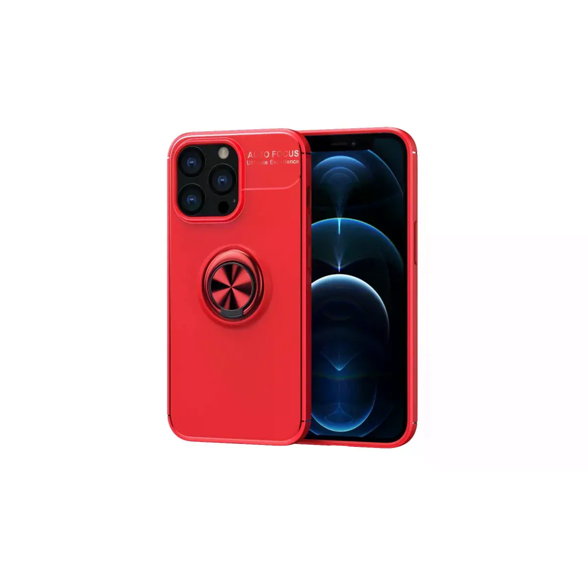 İphone 13 Pro Max Kılıf Range Yüzüklü Silikon - Kırmızı