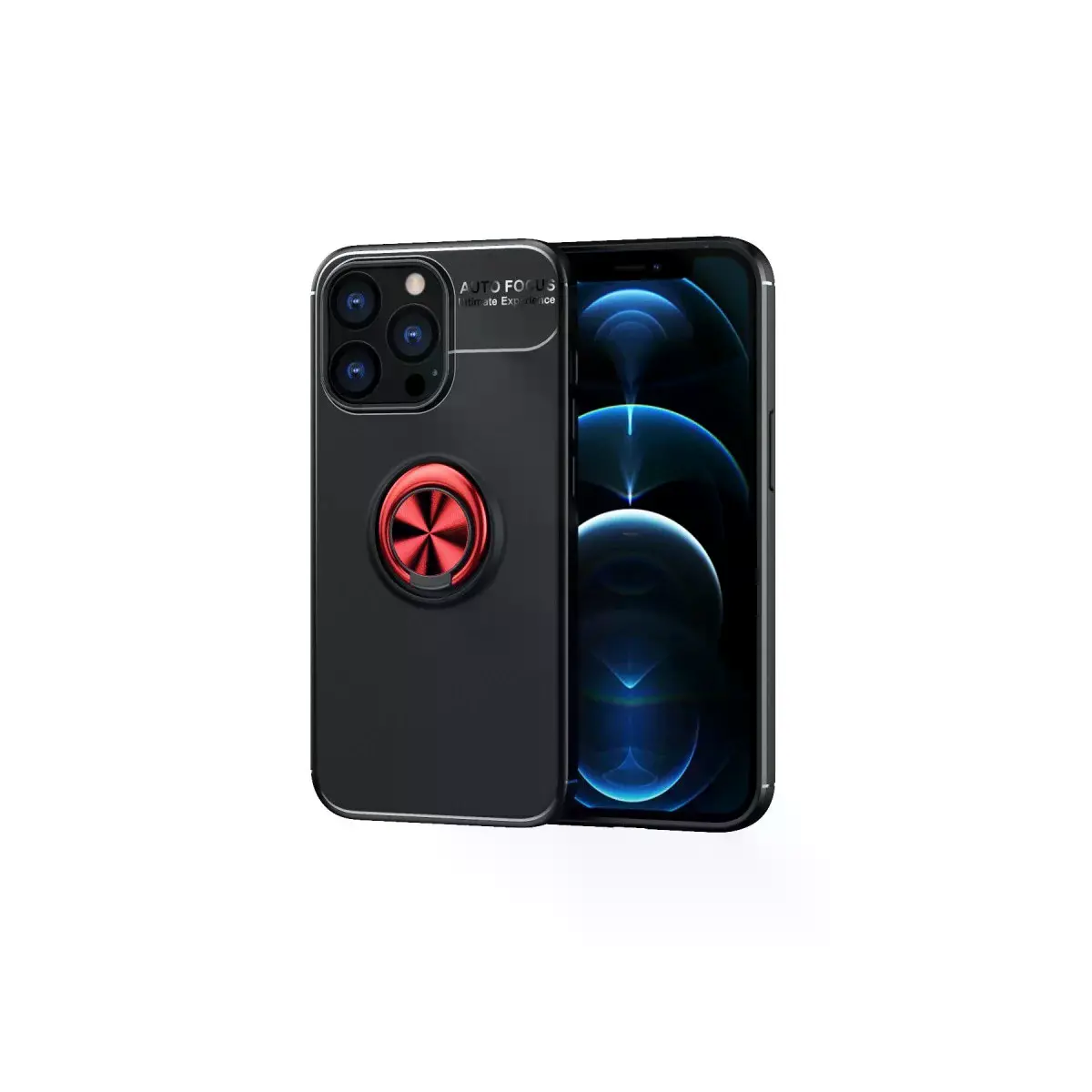İphone 13 Pro Max Kılıf Range Yüzüklü Silikon - Siyah-kırmızı