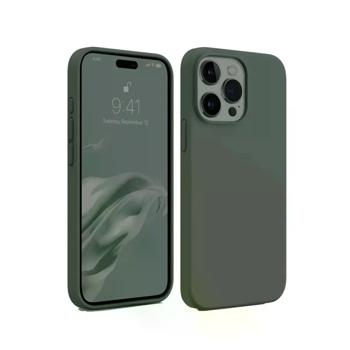 İphone 15 Pro Kılıf First Silikon - Koyu Yeşil