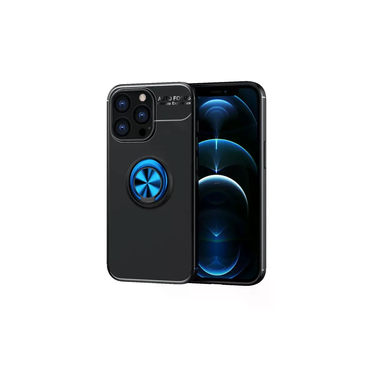 İphone 13 Pro Kılıf Range Yüzüklü Silikon - Siyah-mavi