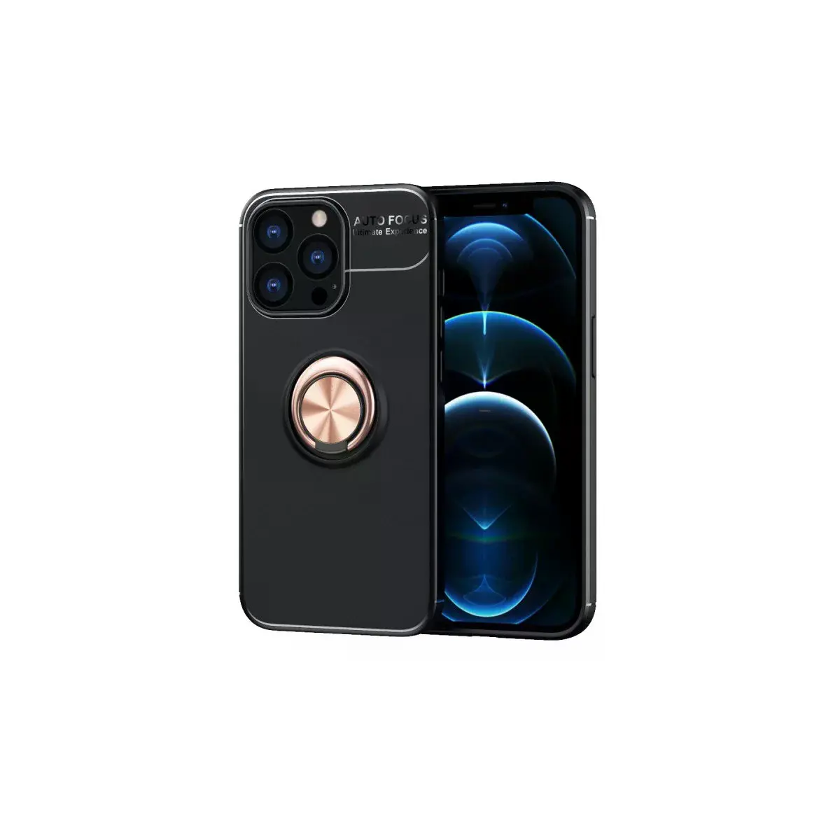 İphone 13 Pro Kılıf Range Yüzüklü Silikon - Siyah-gold