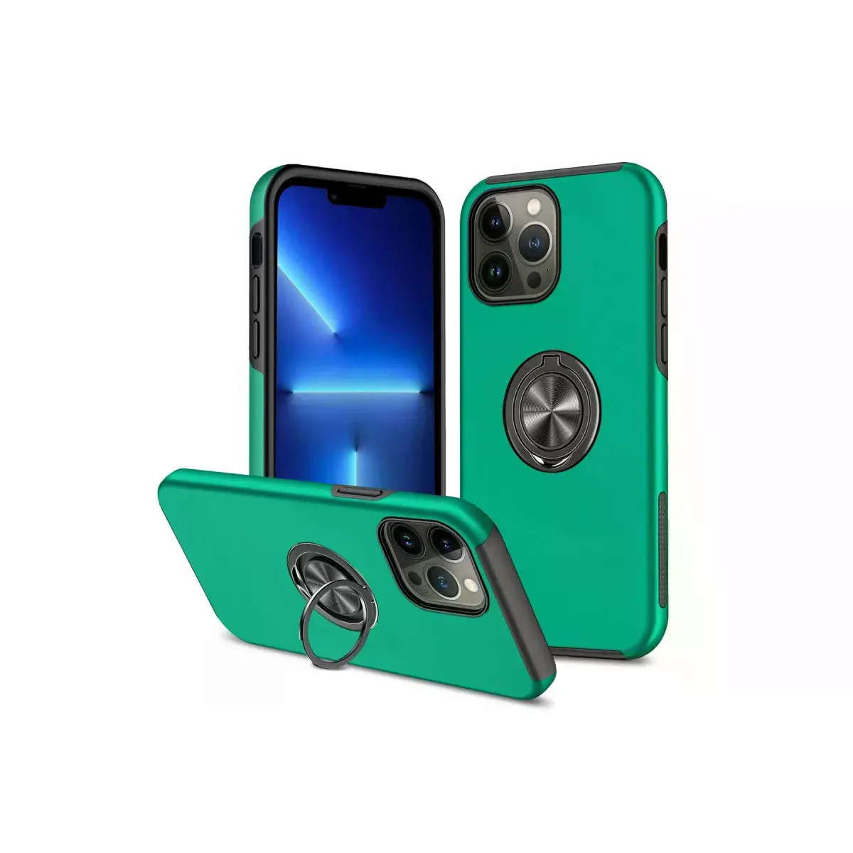 İphone 13 Pro Max Kılıf Elit Yüzüklü Kapak - Yeşil