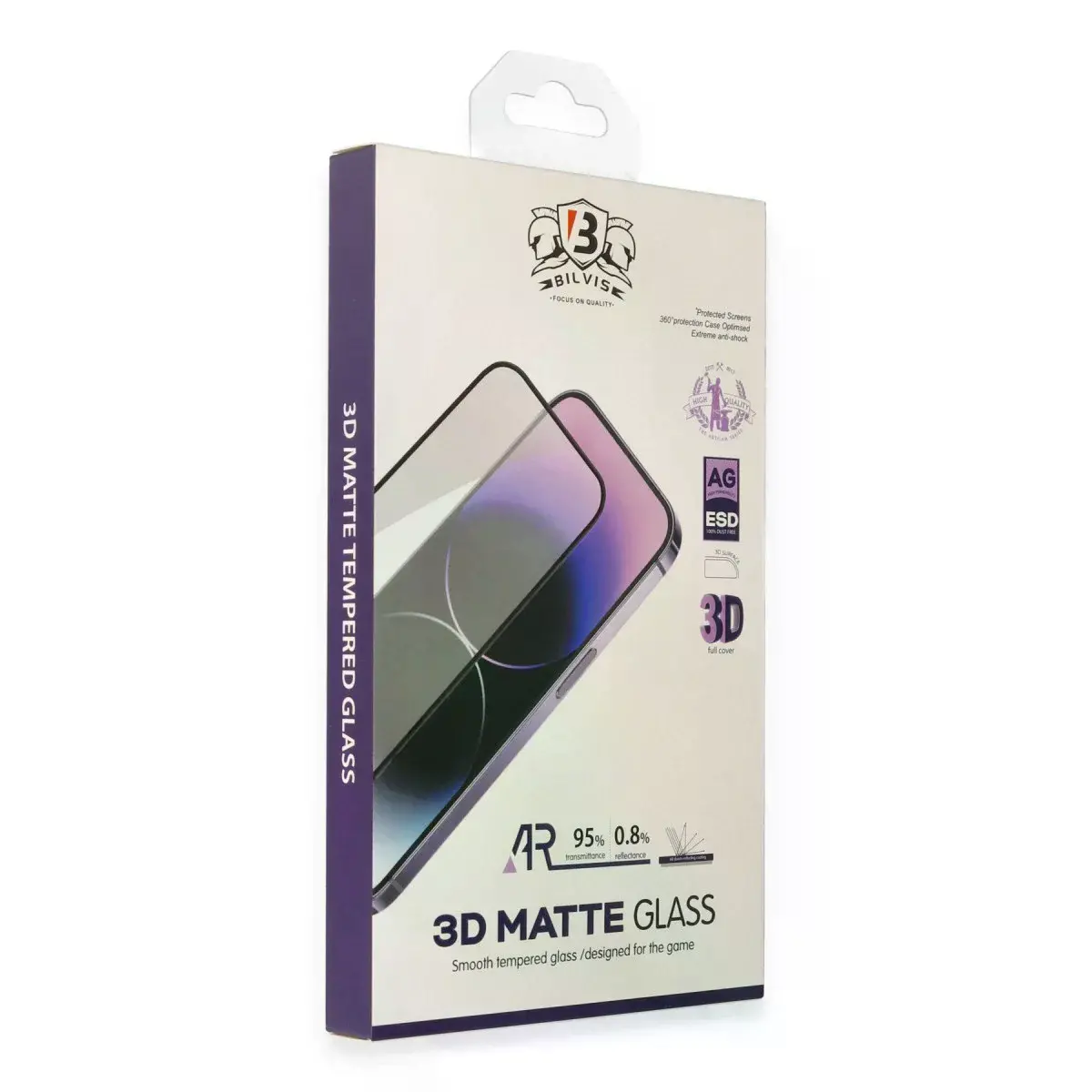 İphone 15 Pro Max Bilvis 3d Mat Cam Ekran Koruyucu