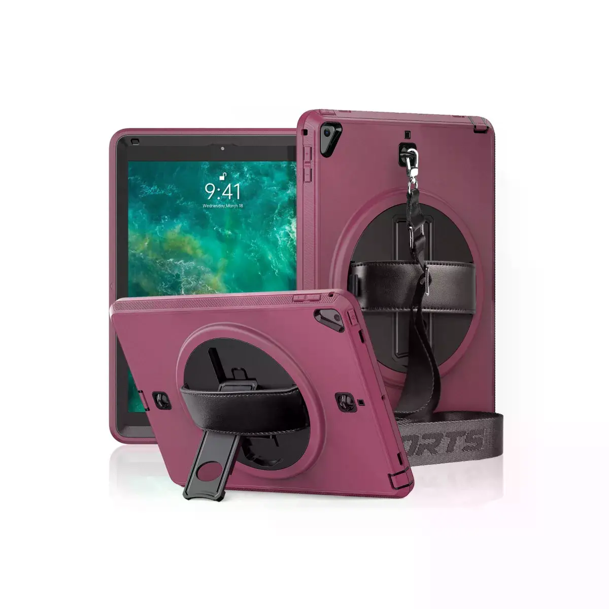 İpad 5 Air 9.7 Kılıf Strap-c Otterbox Tablet Kapak - Mürdüm